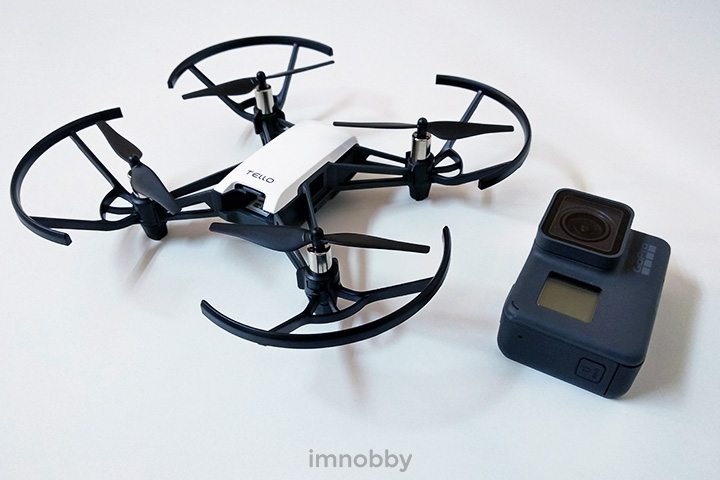 Tello 無人機和 GoPro 運動相機尺寸比較